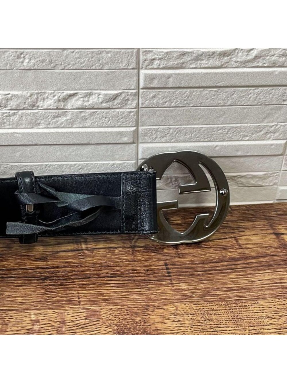Gucci GG Interlocking Buckle Belt Sherry Leather Silver - Picture 7 of 10